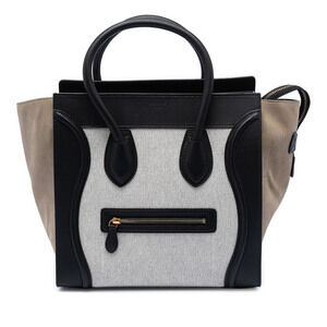 Pre-Loved Celine Mini Canvas and Suede Tricolor Luggage Tote